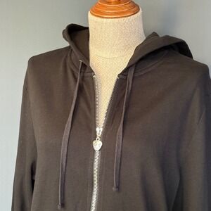 Vintage Y2K Twisted Heart America Hoodie | Size Medium | Black Rhinestone Bling